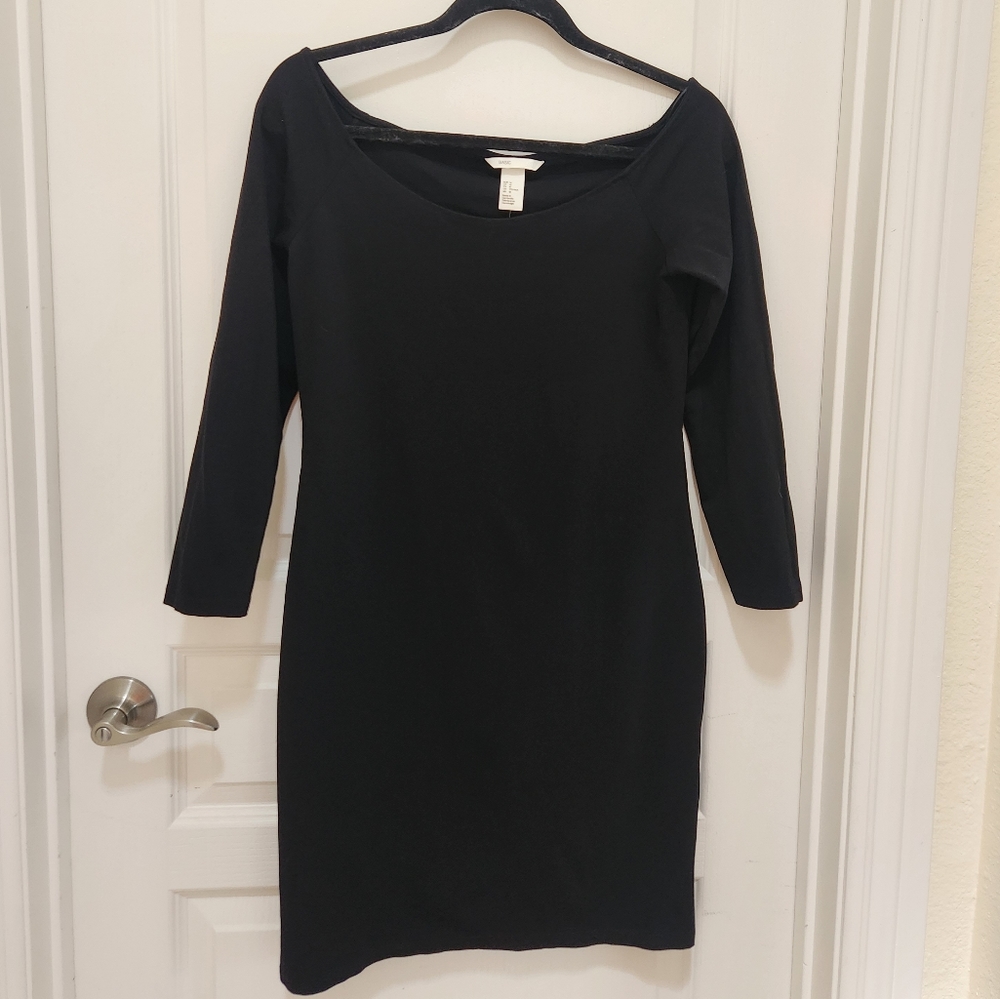 H&M Basics Long Sleeve Off The Shoulder Dress sz M